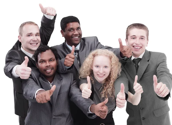 International business team showing thumbs up. the concept of t — Stock Photo, Image