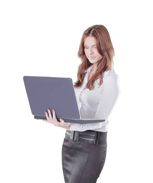 Young business woman typing on a laptop. — Stock Photo, Image