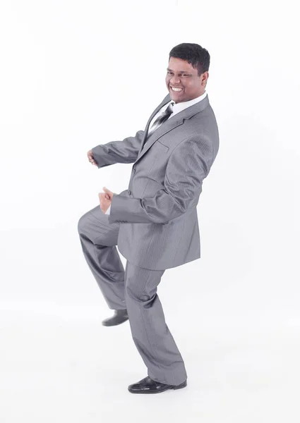 Homem de negócios muito feliz .isolated em um fundo branco . — Fotografia de Stock