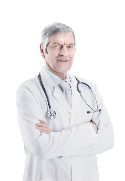 Retrato de un terapeuta experimentado.aislado en blanco — Foto de Stock