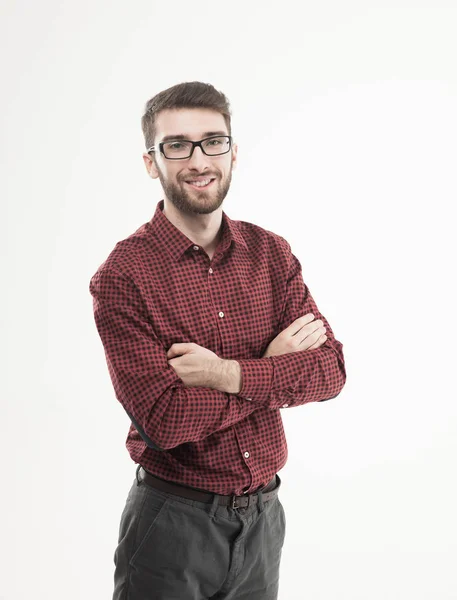 Retrato de um gerente bem sucedido no fundo branco . — Fotografia de Stock