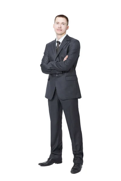 Porträt eines erfolgreichen jungen Geschäftsmann.Isoliert auf Weiß — Stockfoto