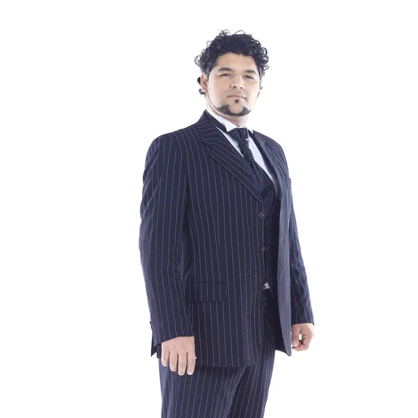 Foto av framgångsrik affärsman i kostym på vit bakgrund — Stockfoto