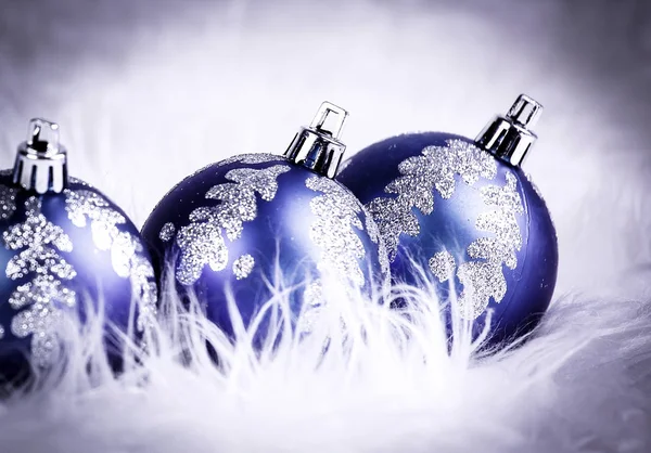 Blue Christmas balls on white background festive Stock Picture