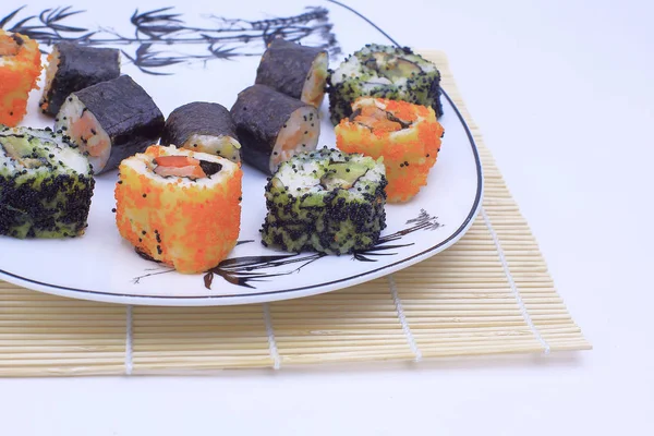 Close-up of sushi rolls on the plate — Stock Photo, Image