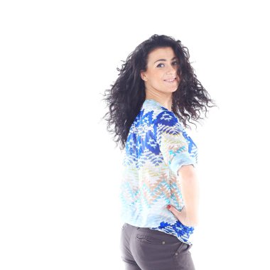 tam büyüme - beyaz bir arka plan üzerinde başarılı öğrenci kız portre