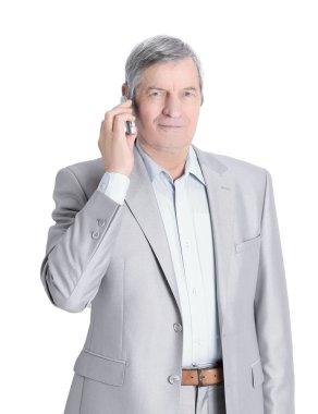 telefon phone.i ile kendine güvenen üst düzey iş adamı