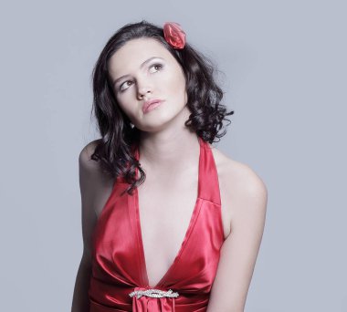 Kırmızı Abiye modern şık kadın.