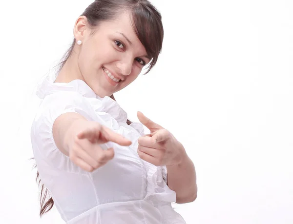 Closeup.young mujer de negocios mostrando las manos hacia adelante —  Fotos de Stock