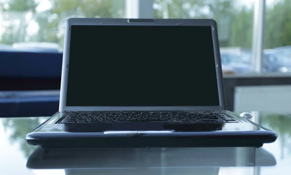 Close up. open laptop on the table — Stock Photo, Image