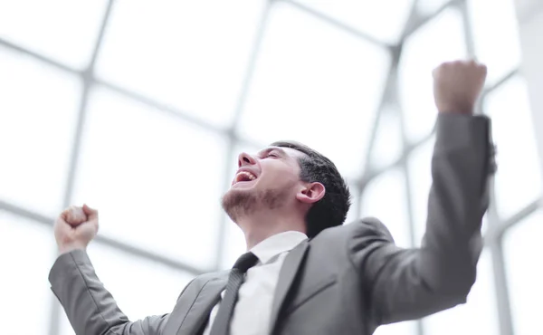 Close up.very happy businessman in his office — Stock Photo, Image