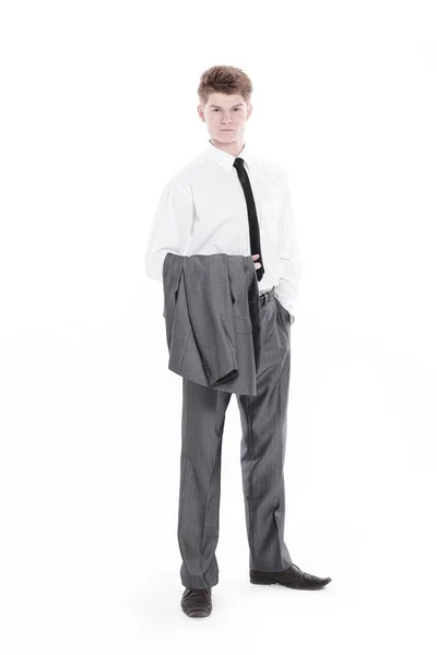 Portrait of a serious young businessman .isolated on a white — Stock Photo, Image