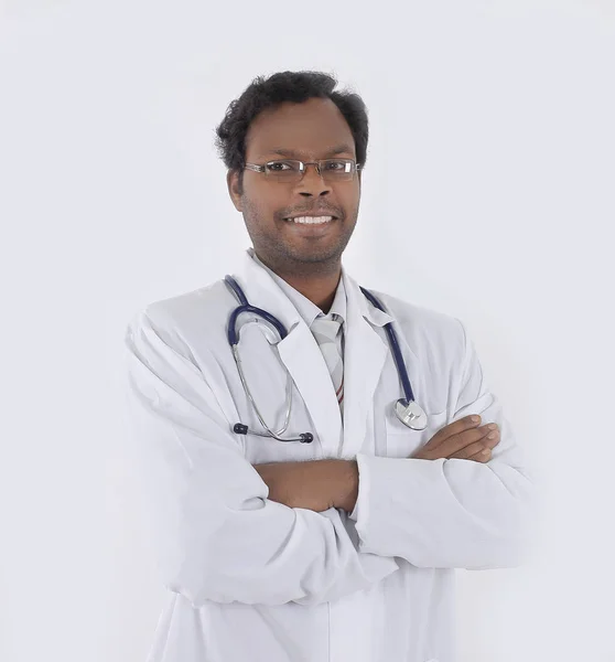 Retrato de um terapeuta de sucesso .isolated em um branco — Fotografia de Stock