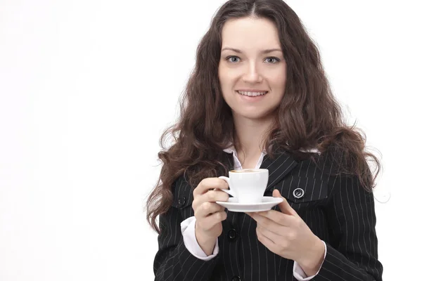 Closeup.successful zakenvrouw met een kopje koffie — Stockfoto