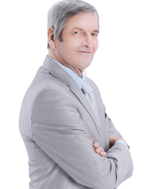 yan view.successful yetişkin businessman.isolated beyaz arka plan üzerinde