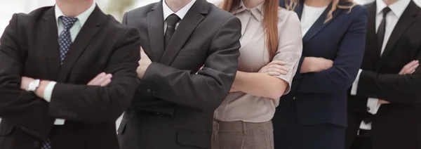 Close up .professional business team standing next to each other . — стоковое фото