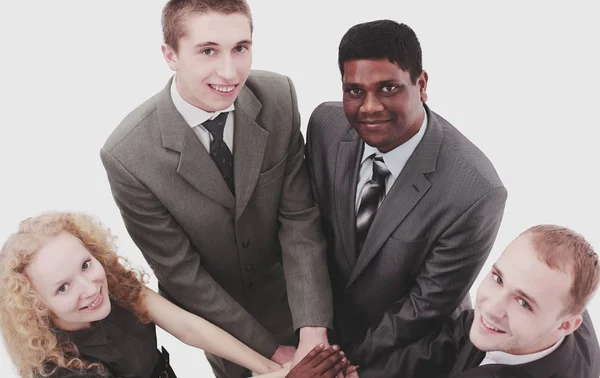 View from the top.international business team showing their uni — Stock Photo, Image