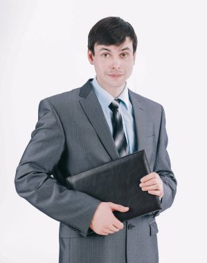 genç işçi çalışma kağıtları ile ayakta