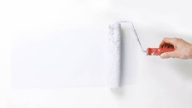 Duvarda bir rulo çizim closeup.businessman.