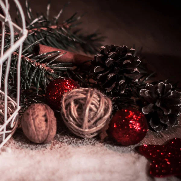 Candela natalizia vintage su sfondo festivo . — Foto Stock