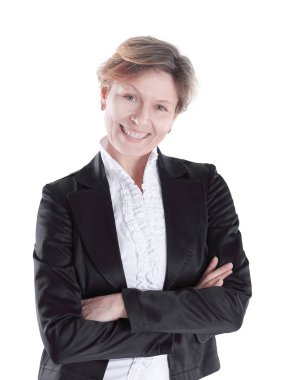 iş suit.isolated beyaz arka plan üzerinde dostu iş kadın