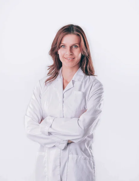 Portret van de jonge vrouw arts geïsoleerd op wit. — Stockfoto