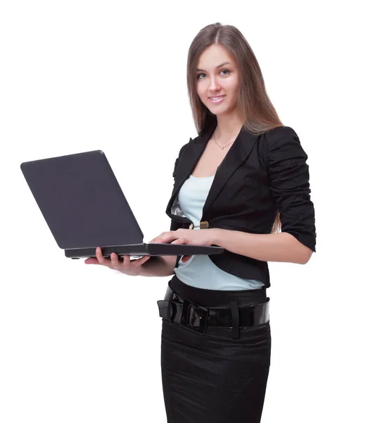Closeup. successful business with an open laptop — Stock Photo, Image
