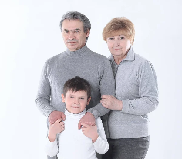 Rodinný portrét izolované na white.photo s kopií prostor — Stock fotografie