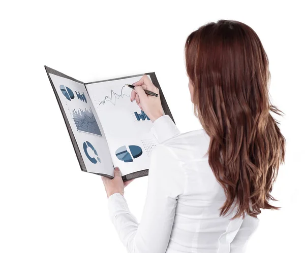 Close up.business mujer firmando un documento financiero — Foto de Stock