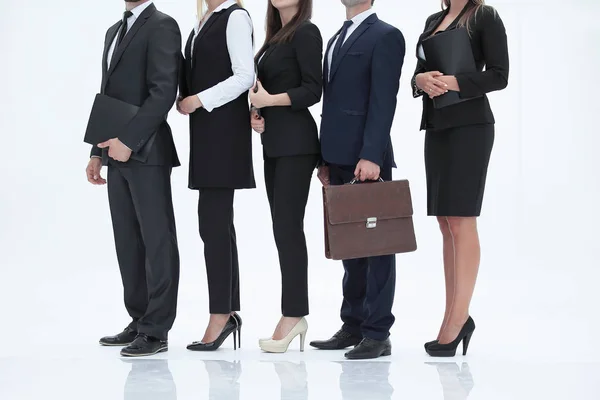 Närbild grupp av affärsmän som står i en rad .isolated på vit — Stockfoto