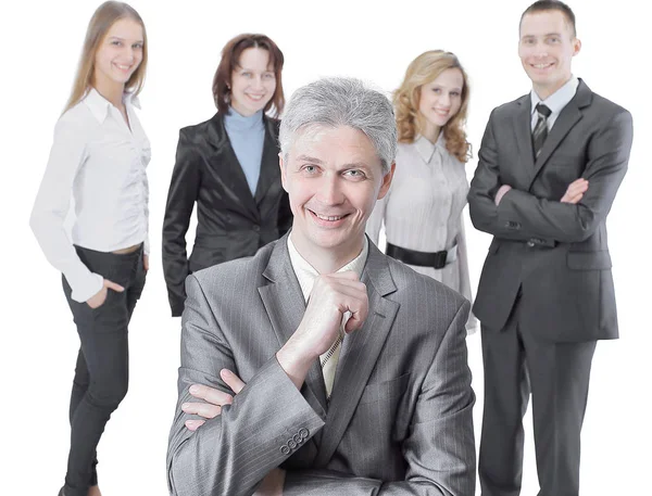 Succesvolle zakenman op de achtergrond van business team — Stockfoto