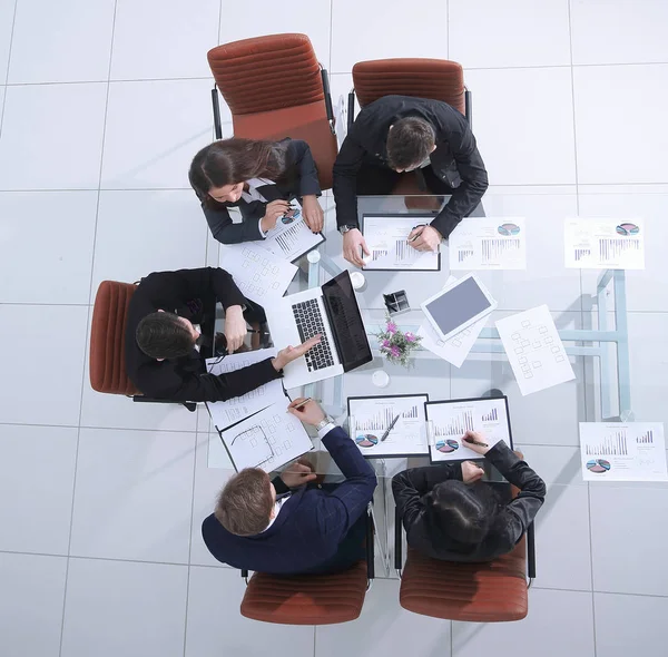 Top view.business équipe dans le bureau workplace.photo avec espace de copie — Photo