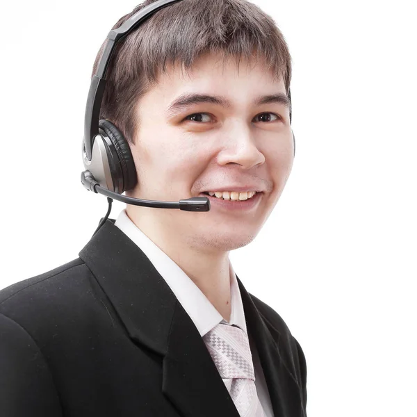 Portret zbliżenie operator call center — Zdjęcie stockowe