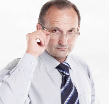 Beyaz gözlük .isolated ile sorumlu işadamı