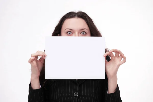 Young business woman holding a poster that says HELP. — Stock Photo, Image