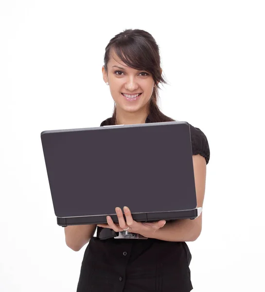 Negócio bem sucedido olhando para a tela do laptop — Fotografia de Stock