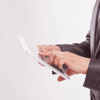 Dijital tablet ekranda dokunarak up.businessman kapatın