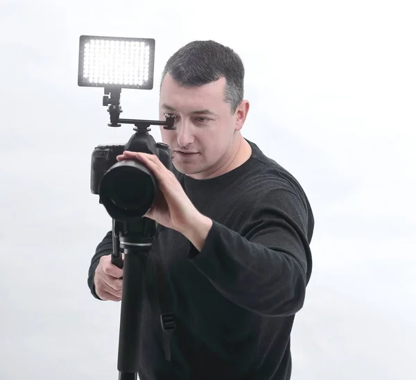 Portrait d'un photographe à succès .isolated sur fond blanc — Photo