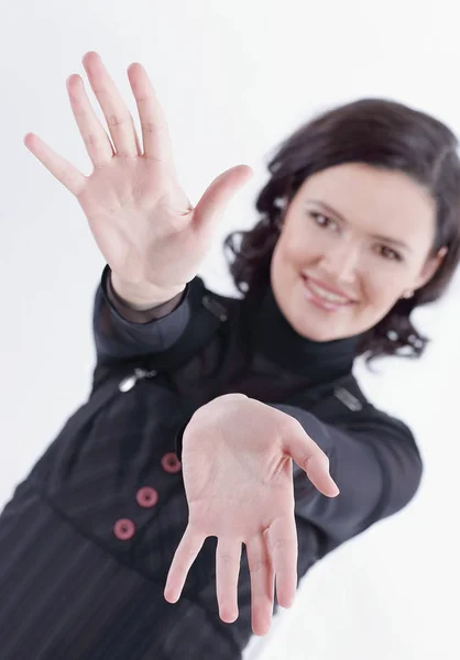 Retrato do negócio bem sucedido woman.isolated no branco . — Fotografia de Stock