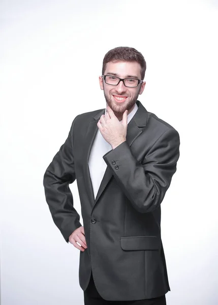 Retrato de un joven empresario confiado. Aislado en blanco — Foto de Stock