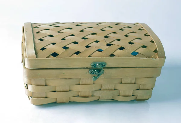 wicker box.isolated on a white background. photo with copy space.