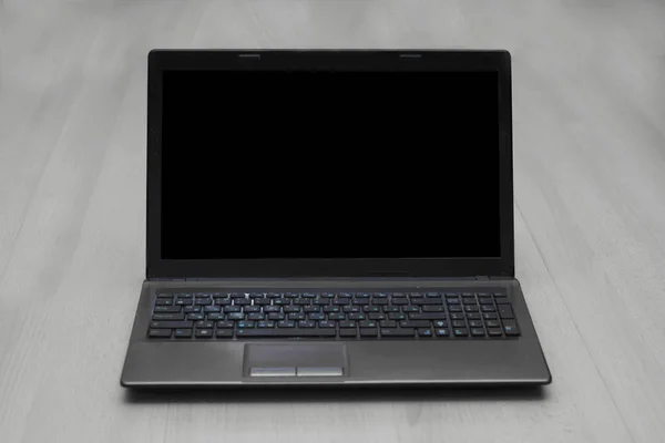 Close up.open laptop with on-screen menu icons — Stock Photo, Image