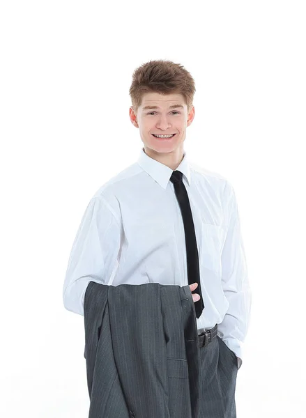 Portrait of a serious young businessman .isolated on a white — Stock Photo, Image