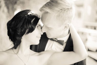 portre. sevgi dolu çift düğün gününde ihale