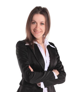 Beyaz arka plan üzerinde genç iş woman.isolated portresi