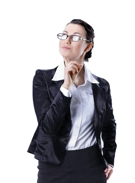 Executive Business Woman Thinking Future Isolated White Background — Stock Photo, Image