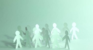 teamwork.team Kağıt adam ayakta kavramı. kopya alanı ile fotoğraf.