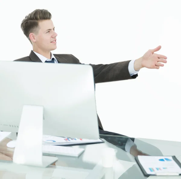 Business colleagues discussing work issues in a modern office. — Stock Photo, Image