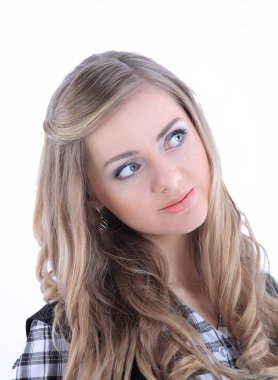 closeup.young iş kadını kopya alanı arıyor.