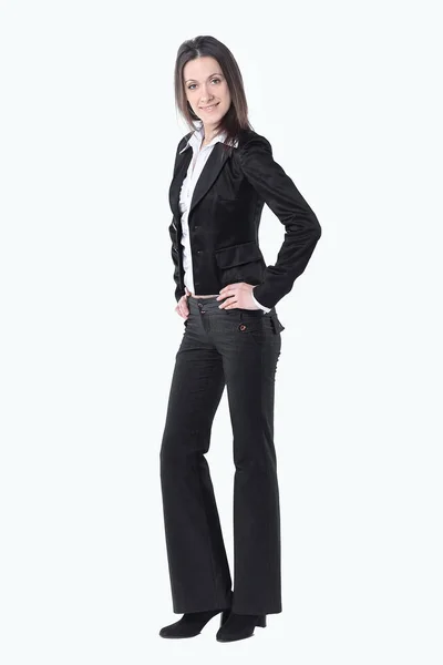 Полная height.modern бизнес-женщина, изолированная на белом фоне — стоковое фото
